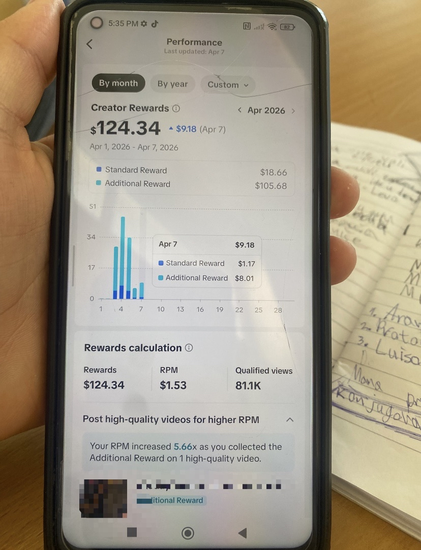 TikTok earnings proof